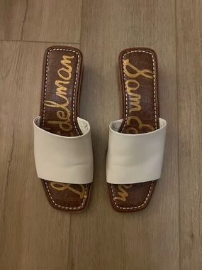 Sam Edelman White Slide Cork Wedge Mules